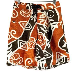 Patagonia Board Shorts Printed Drawstring Embroidered Logo Orange Brown 30